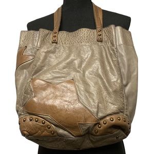 Vera Pelle | vintage leather tote bag with star details